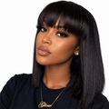 Silky Straight Human Hair Bob Wig with Bangs