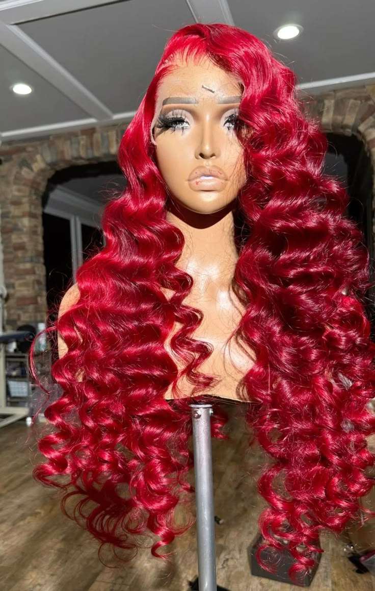 Ruby Red Deep Wave Human Hair Wig
